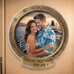 Custom Photo Cruise Ship Door Magnet - Personalized Summer Vacation And Travel Gifts For Couple, Cruise Lovers - Sailing Into Our Next Adventure