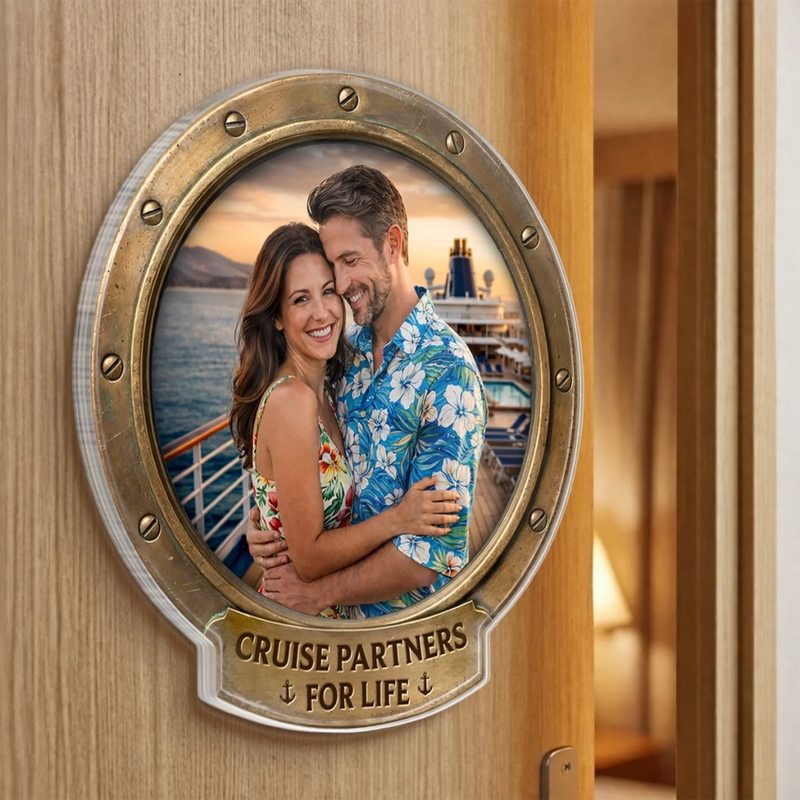 Custom Photo Cruise Ship Door Magnet - Personalized Summer Vacation And Travel Gifts For Husband And Wife, Him And Her - Sailing Into Our Next Adventure