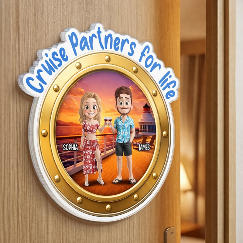 Custom Cruise Ship Door Magnet - Personalized Summer Vacation And Travel Gifts For Husband And Wife, Him And Her - Together Is My Favorite Place