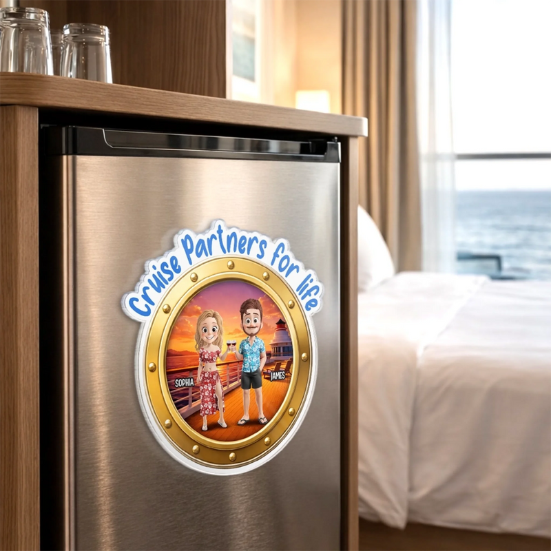 Custom Cruise Ship Door Magnet - Personalized Summer Vacation And Travel Gifts For Husband And Wife, Him And Her - Together Is My Favorite Place