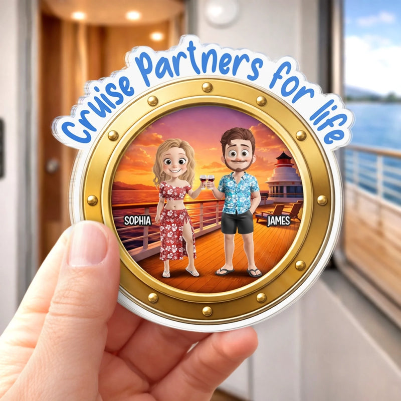 Custom Cruise Ship Door Magnet - Personalized Summer Vacation And Travel Gifts For Husband And Wife, Him And Her - Together Is My Favorite Place