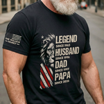 Custom Unisex T-Shirt With Design On Sleeve - Personalized Father's Day Birthday Gifts For Dad, Grandpa - Strength Of A Father