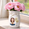 Custom Flower Vase With Ribbon - Personalized Best Friend Birthday Gifts For Women, Besties, Sisters, BFF, Daughter - Just A Girl With Golden Light