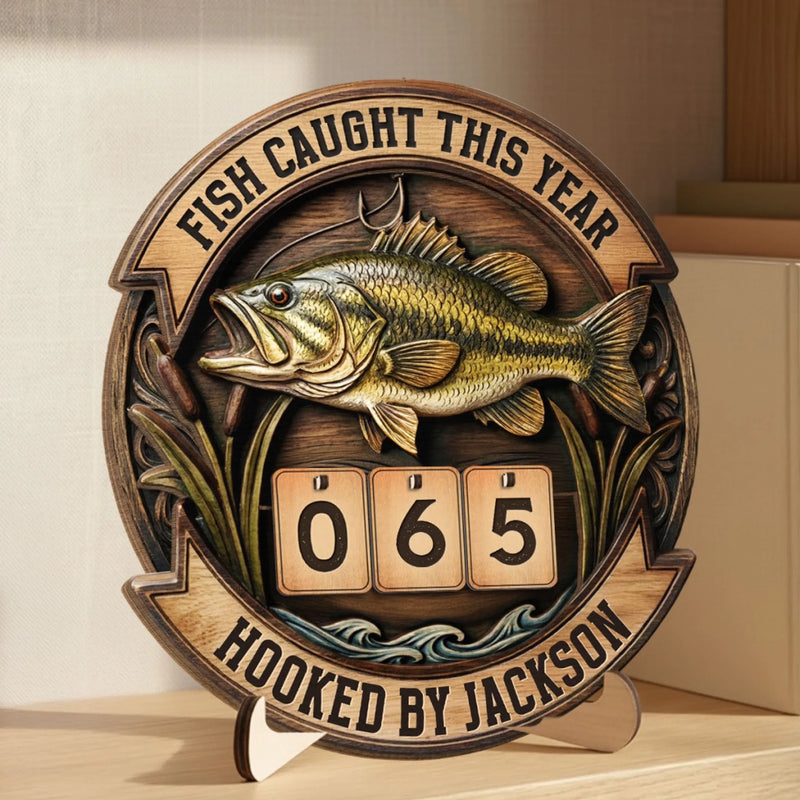 Custom Wooden Tracker Sign - Personalized Birthday Fishing Gifts For Fisherman - A True Angler’s Milestone