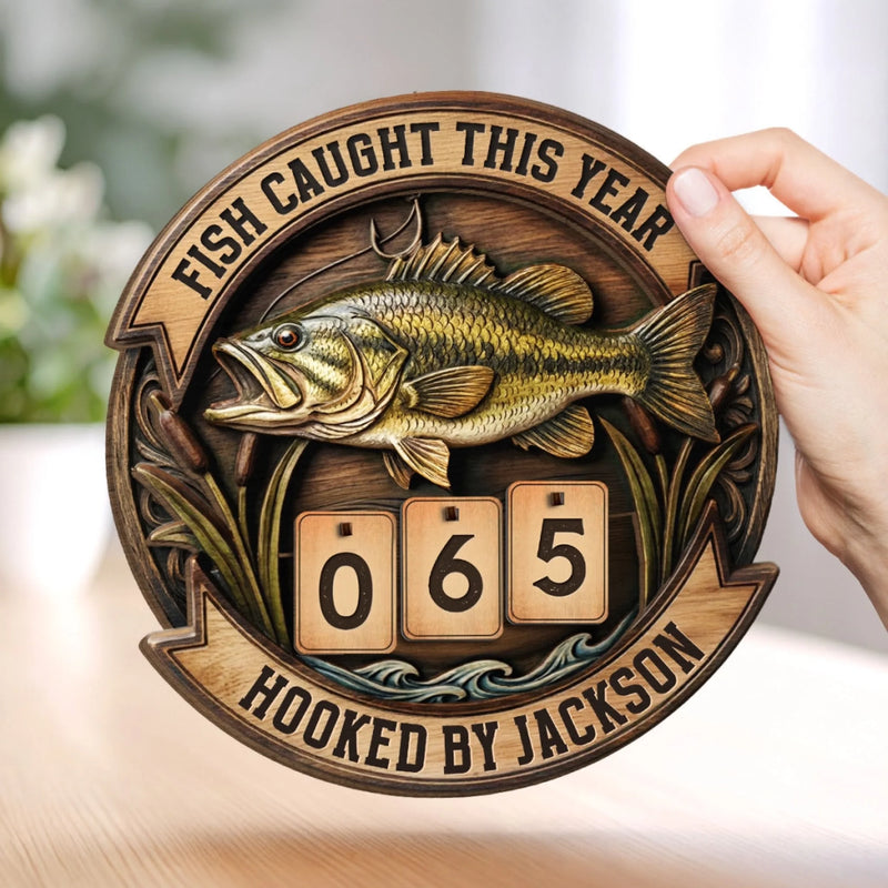 Custom Wooden Tracker Sign - Personalized Birthday Fishing Gifts For Fisherman - A True Angler’s Milestone