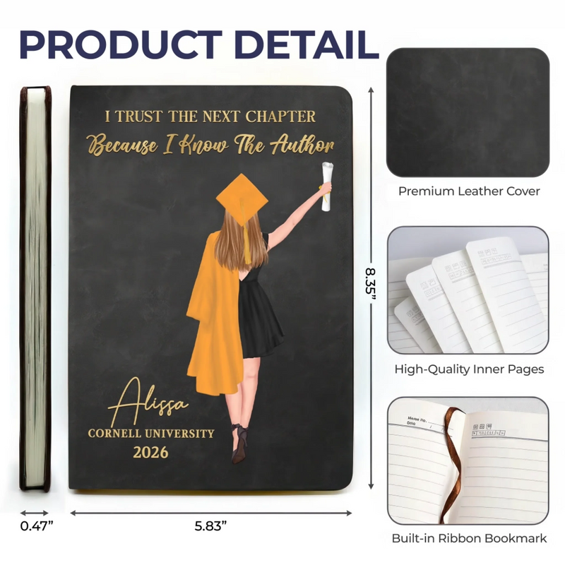 Custom Leather Writing Journal - Personalized Graduation Gifts For Him, Her - Your Story Starts Here