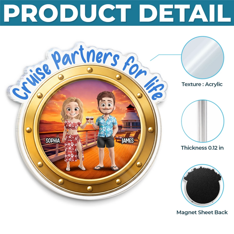 Custom Cruise Ship Door Magnet - Personalized Summer Vacation And Travel Gifts For Husband And Wife, Him And Her - Together Is My Favorite Place
