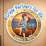 Custom Cruise Ship Door Magnet - Personalized Summer Vacation And Travel Gifts For Couple, Cruise Lovers - Sunsets And Love All Summer