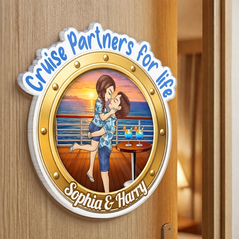 Custom Cruise Ship Door Magnet - Personalized Summer Vacation And Travel Gifts For Husband And Wife, Him And Her - Sunsets And Love All Summer
