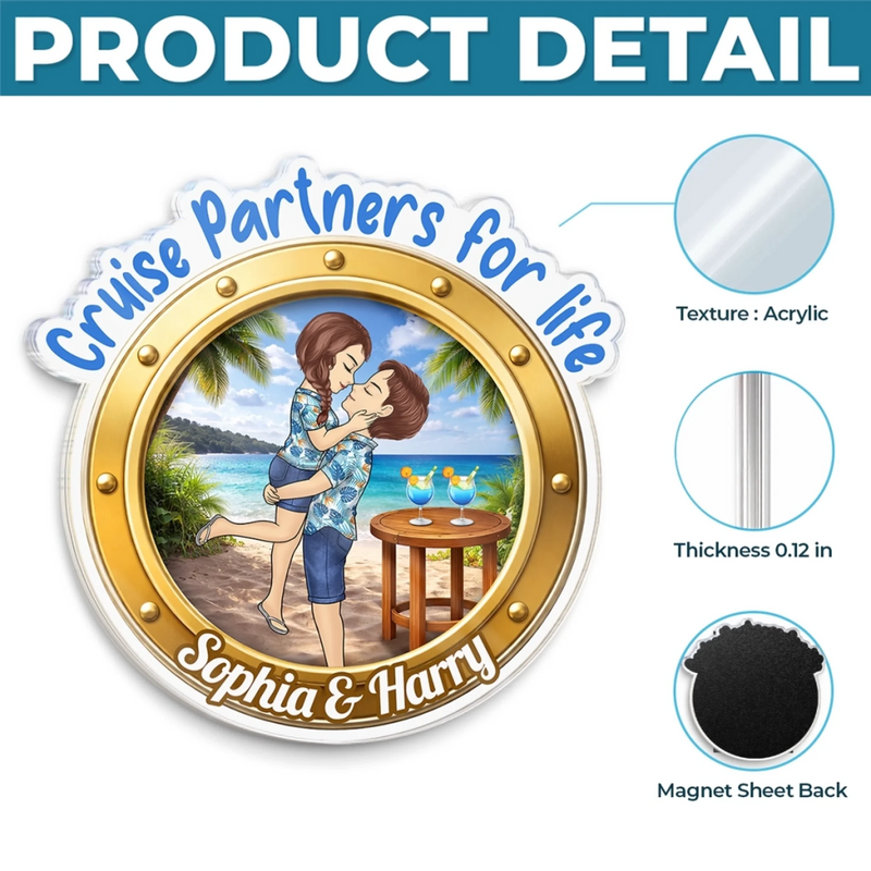 Custom Cruise Ship Door Magnet - Personalized Summer Vacation And Travel Gifts For Husband And Wife, Him And Her - Sunsets And Love All Summer