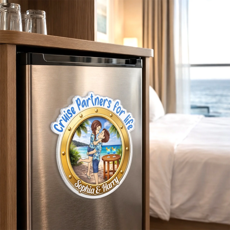 Custom Cruise Ship Door Magnet - Personalized Summer Vacation And Travel Gifts For Husband And Wife, Him And Her - Sunsets And Love All Summer