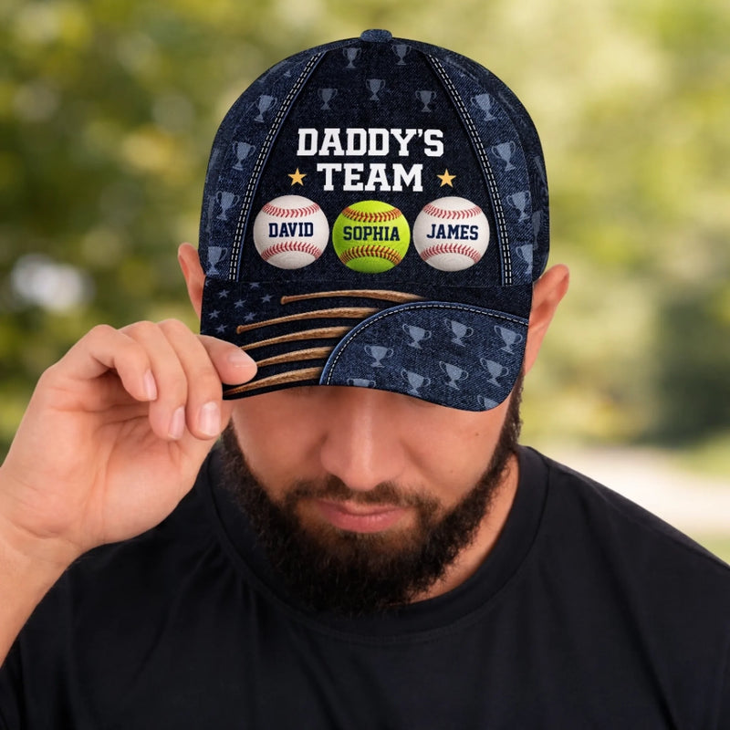 Custom Hat, All Over Print Classic Cap - Personalized Birthday Baseball Gifts For Dad, Grandpa, Baseball Lovers, Sports Fans, Sports Lovers - MVP Of Our Family