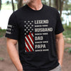 Custom Unisex T-Shirt With Design On Sleeve - Personalized Father's Day Birthday Gifts For Dad, Grandpa - World’s Okayest Grandpa