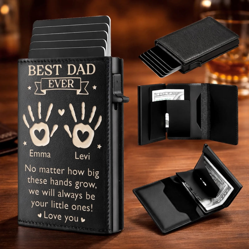 Custom Pop-Up Leather Wallet - Personalized Father's Day Birthday Gifts For Dad, Grandpa - Always Be Your Little One