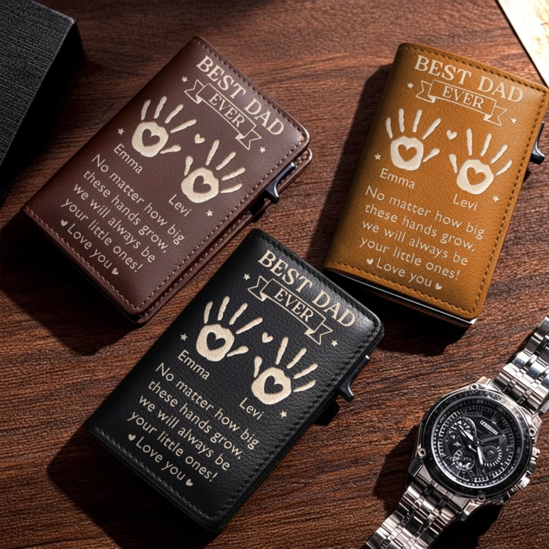Custom Pop-Up Leather Wallet - Personalized Father's Day Birthday Gifts For Dad, Grandpa - Always Be Your Little One