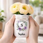 Custom Flower Vase With Ribbon - Personalized Best Friend Birthday Gifts For Women, Besties, Sisters, BFF - A Floral Touch Of You