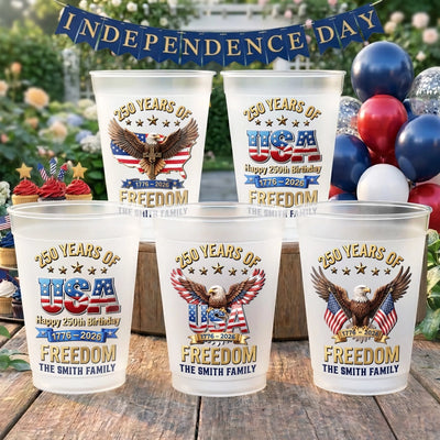 Custom Party Cups - Personalized America 250th Anniversary Gifts For Mom, Dad, Brother, Sister, Kids - Born To Stand Strong