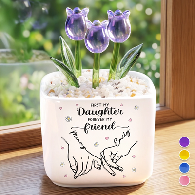 Custom Glass Everlasting Tulips - Personalized Birthday Gifts For Daughter - Forever My Little Girl