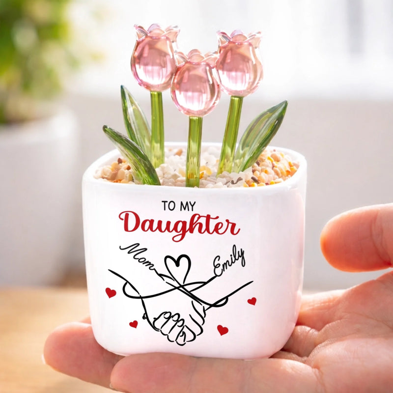 Custom Glass Everlasting Tulips - Personalized Birthday Gifts For Daughter - To My Beautiful Daughter