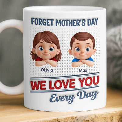 Custom 3D Inflated Effect Printed Mug - Personalized Mother's Day Gifts For Mom, Grandma - Hugs, Love, Repeat