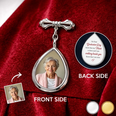 Custom Photo Teardrop Pin - Personalized Memorial Sympathy Graduation Gifts For Him, Her - Graduated With Your Love