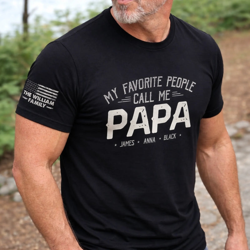 Custom Unisex T-Shirt With Design On Sleeve - Personalized Father's Day Birthday Gifts For Dad, Grandpa - Dad Life Best Life