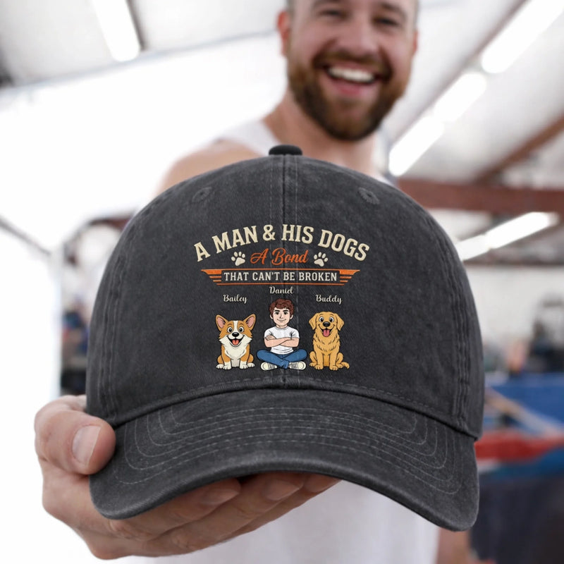 Custom Vintage Washed Denim Baseball Cap - Personalized Mother's Day, Father's Day Gifts For Dog Lovers, Dog Dad And Mom - A Little Fur Everywhere