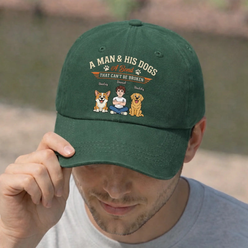 Custom Vintage Washed Denim Baseball Cap - Personalized Mother's Day, Father's Day Gifts For Dog Lovers, Dog Dad And Mom - A Little Fur Everywhere