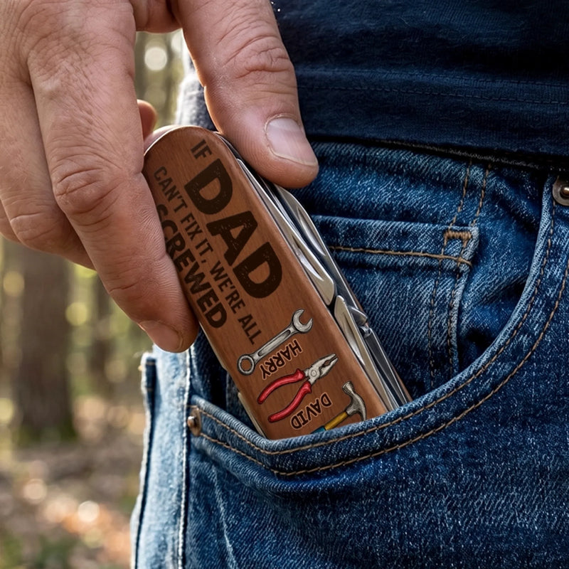 Custom 15-in-1 Pocket Multi Tool - Personalized Father's Day Birthday Gifts For Dad, Grandpa - Strong Like My Dad