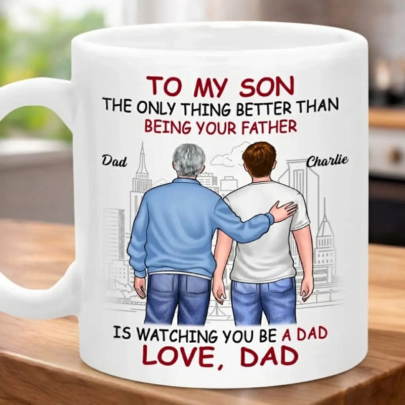Proud Of You - Family Personalized Custom Mug - Father's Day, Gift For Son