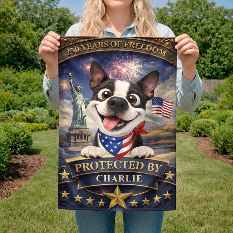 Custom Flag - Personalized America 250th Anniversary Gifts For Dog Lovers, Dog Dad And Mom - Stars, Stripes And Wagging Tails