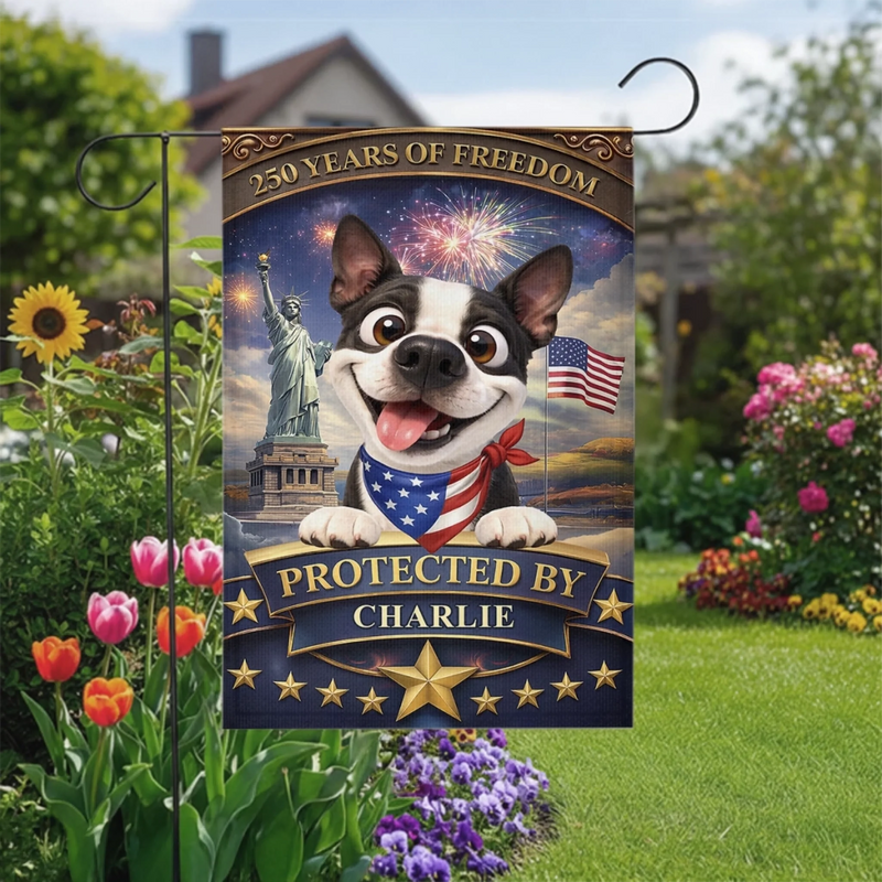 Custom Flag - Personalized America 250th Anniversary Gifts For Dog Lovers, Dog Dad And Mom - Stars, Stripes And Wagging Tails