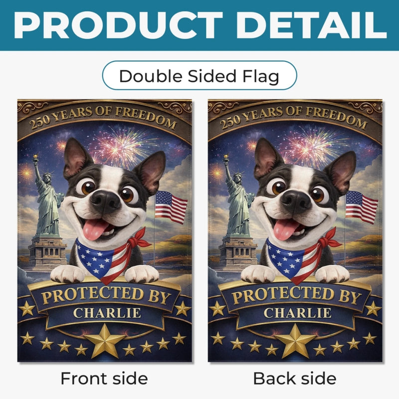 Custom Flag - Personalized America 250th Anniversary Gifts For Dog Lovers, Dog Dad And Mom - Stars, Stripes And Wagging Tails