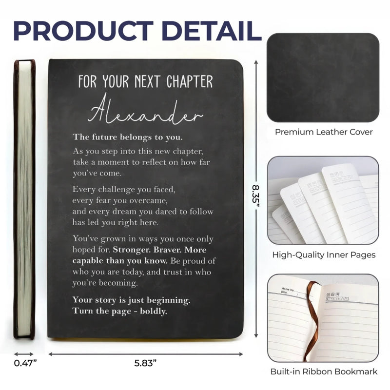 Custom Leather Writing Journal - Personalized Graduation Gifts For Him, Her - Believe In Yourself Every Day