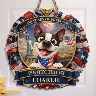 Custom Wood Sign - Personalized America 250th Anniversary Gifts For Dog Lovers, Dog Dad And Mom - Spoiled Dogs Live Here Always
