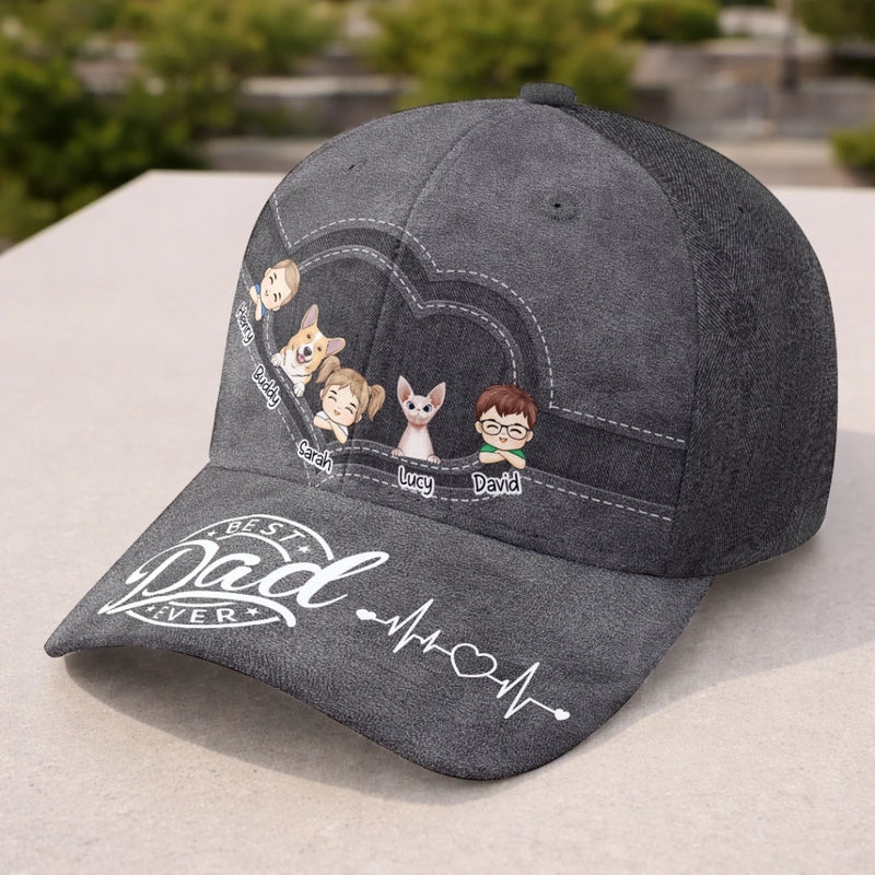 Best Dad Ever - Family Personalized Custom Hat, All Over Print Classic Cap - Father's Day, Gift For Dad, Grandpa