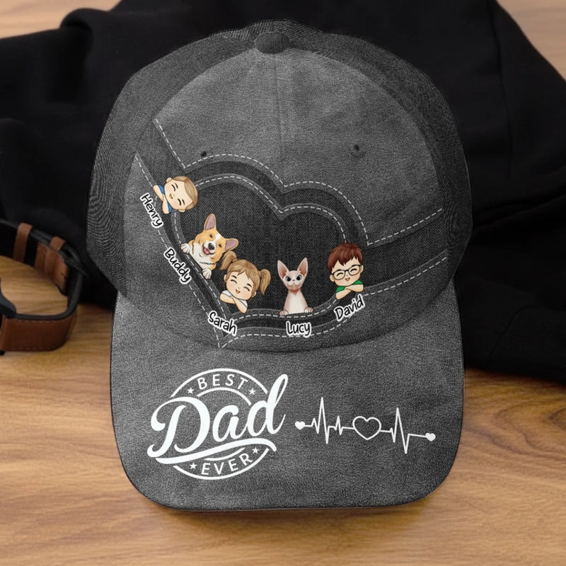 Best Dad Ever - Family Personalized Custom Hat, All Over Print Classic Cap - Father's Day, Gift For Dad, Grandpa