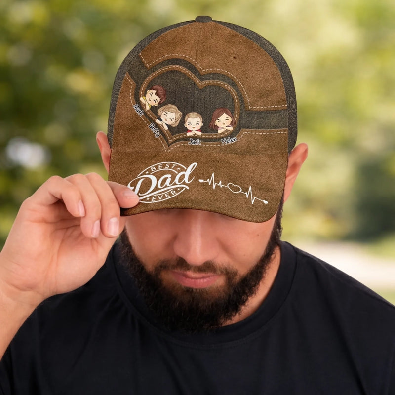 Best Dad Ever - Family Personalized Custom Hat, All Over Print Classic Cap - Father's Day, Gift For Dad, Grandpa