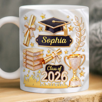Custom 3D Inflated Effect Printed Mug - Personalized Graduation Gifts For Him, Her - A Milestone Worth Celebrating