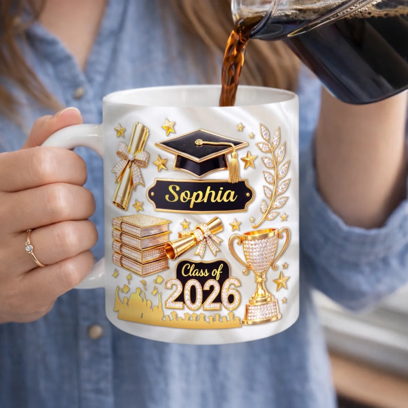 Custom 3D Inflated Effect Printed Mug - Personalized Graduation Gifts For Him, Her - A Milestone Worth Celebrating