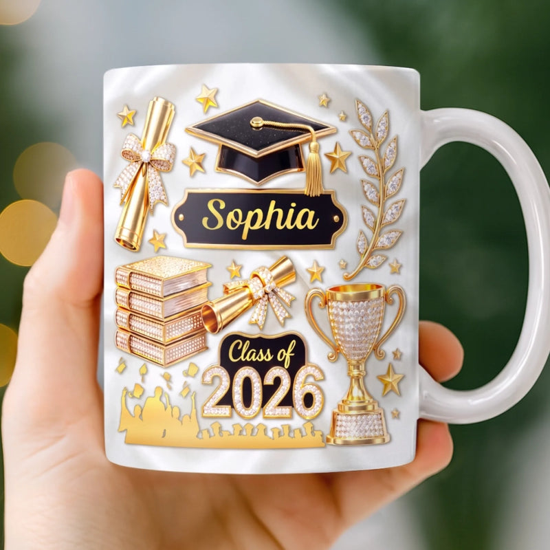 Custom 3D Inflated Effect Printed Mug - Personalized Graduation Gifts For Him, Her - A Milestone Worth Celebrating