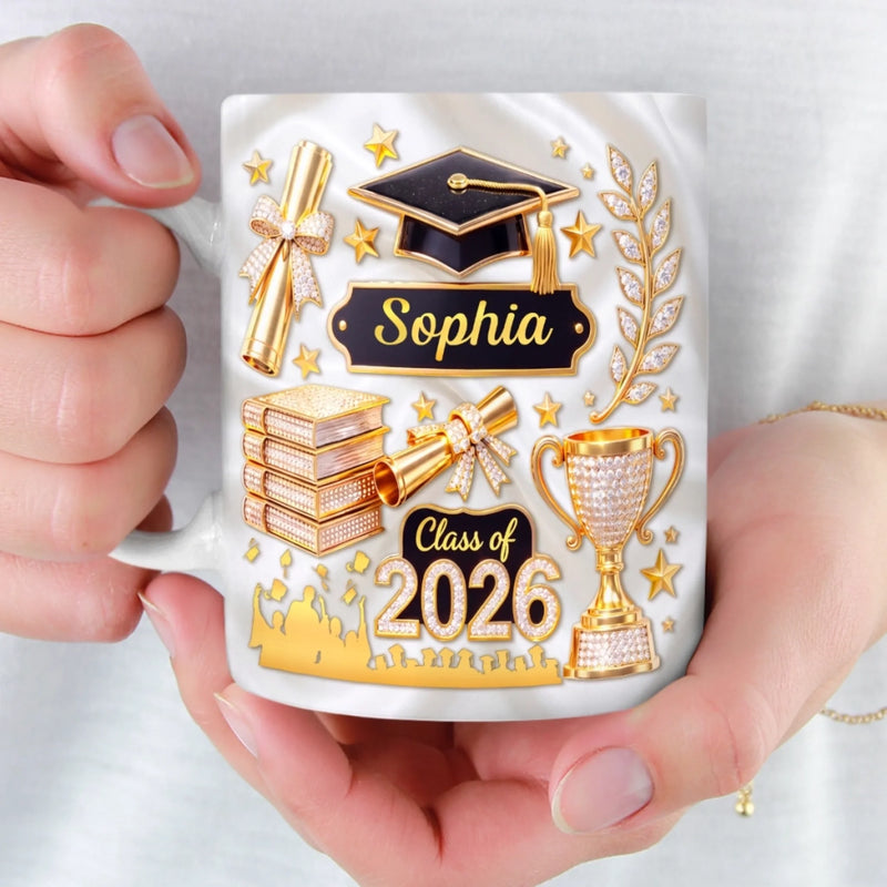 Custom 3D Inflated Effect Printed Mug - Personalized Graduation Gifts For Him, Her - A Milestone Worth Celebrating