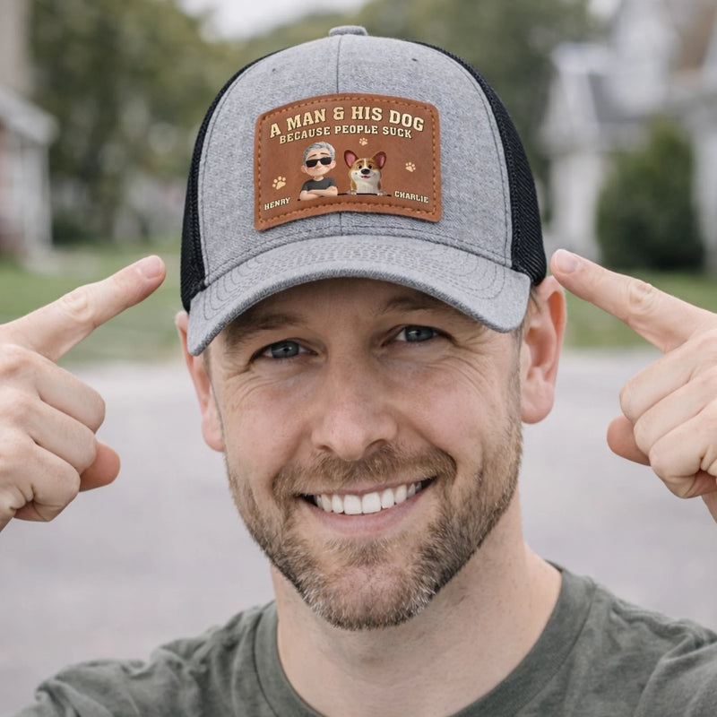 Custom Leather Patch Hat - Personalized Father's Day Birthday Gifts For Dog Lovers, Dog Dad And Mom - Dog Dad Off Duty