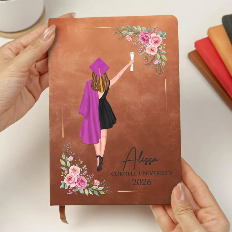 Custom Leather Writing Journal - Personalized Graduation Gifts For Him, Her - Start Strong, Finish Proud