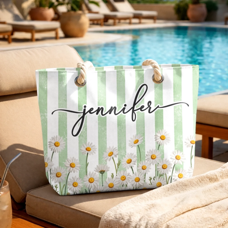 Custom Beach Bag - Personalized Summer Vacation And Travel Gifts For Best Friends, Family - Good Vibes Happen On The Tide