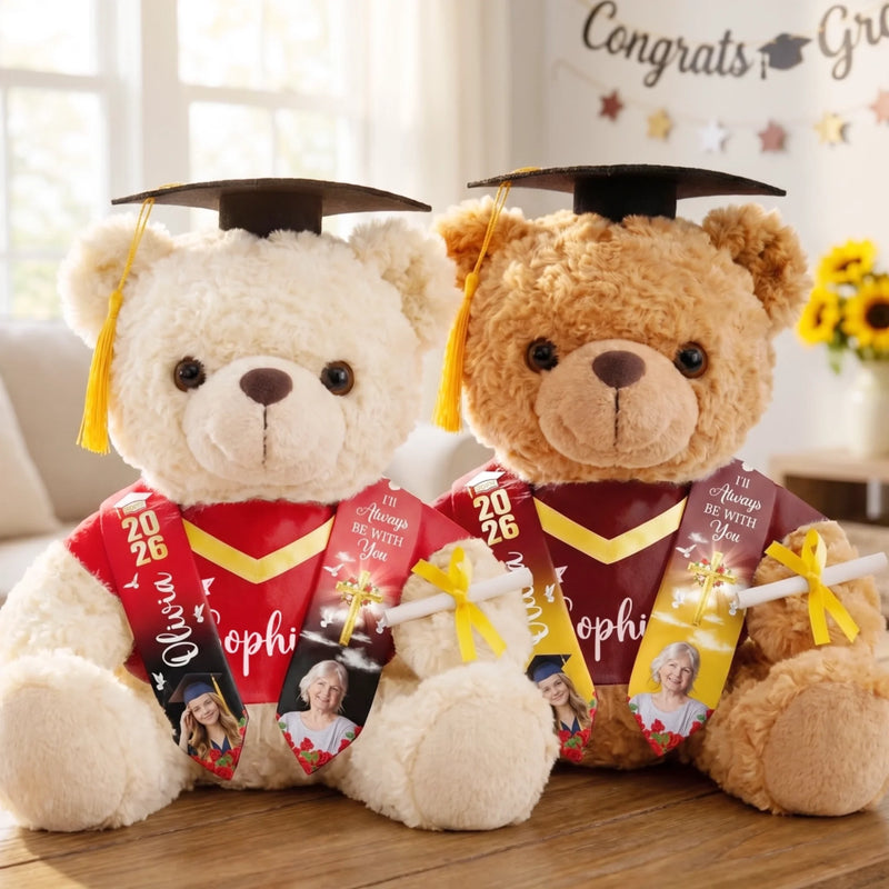 Custom Photo Graduation Teddy Bear - Personalized Memorial Sympathy Graduation Gifts For Him, Her - In Loving Memory, I Graduate For You