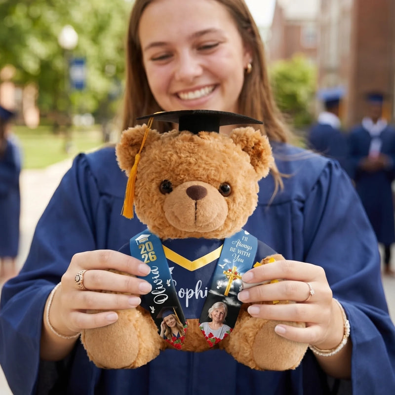 Custom Photo Graduation Teddy Bear - Personalized Memorial Sympathy Graduation Gifts For Him, Her - In Loving Memory, I Graduate For You