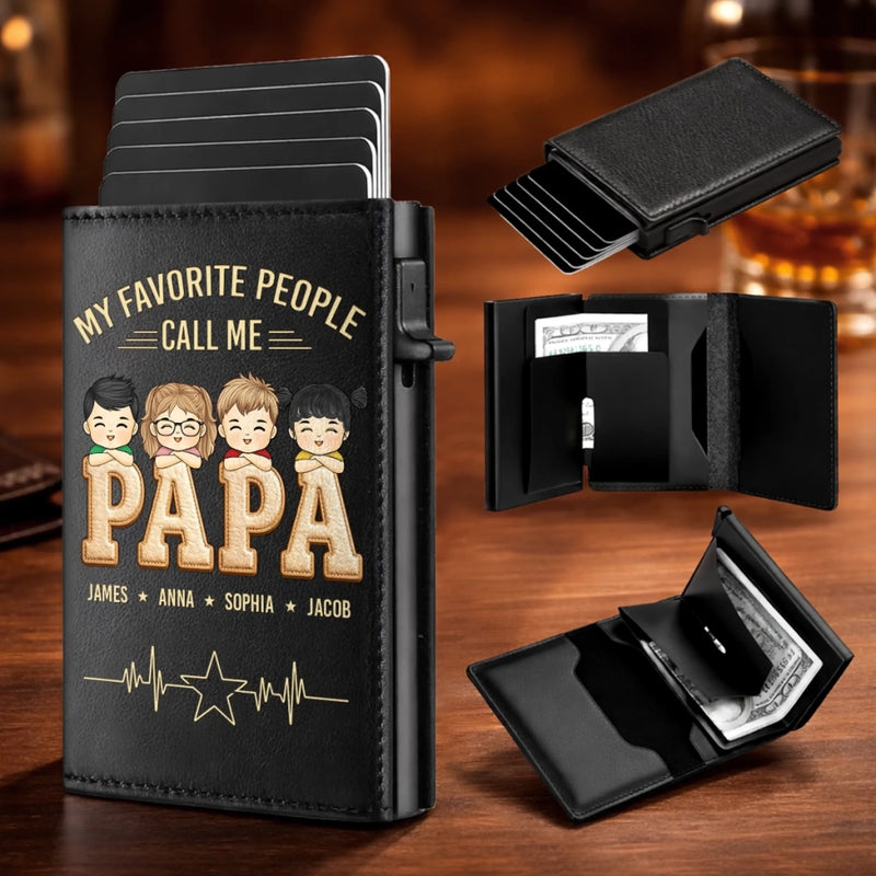 Custom Pop-Up Leather Wallet - Personalized Father's Day Gifts For Dad, Grandpa - The Man, The Myth, The Dad