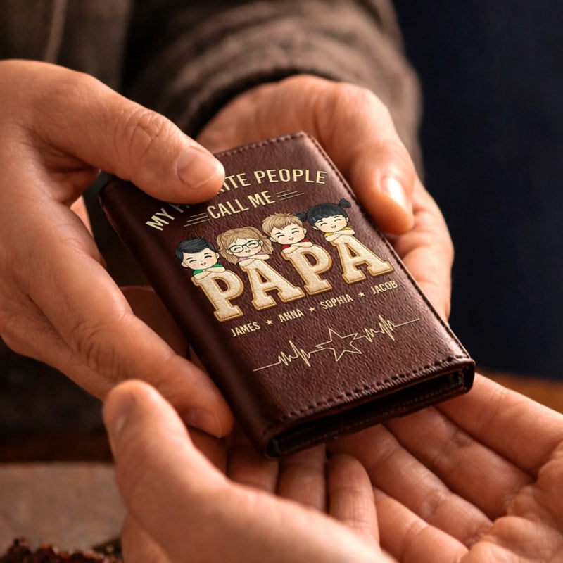 Custom Pop-Up Leather Wallet - Personalized Father's Day Gifts For Dad, Grandpa - The Man, The Myth, The Dad
