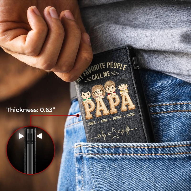 Custom Pop-Up Leather Wallet - Personalized Father's Day Gifts For Dad, Grandpa - The Man, The Myth, The Dad